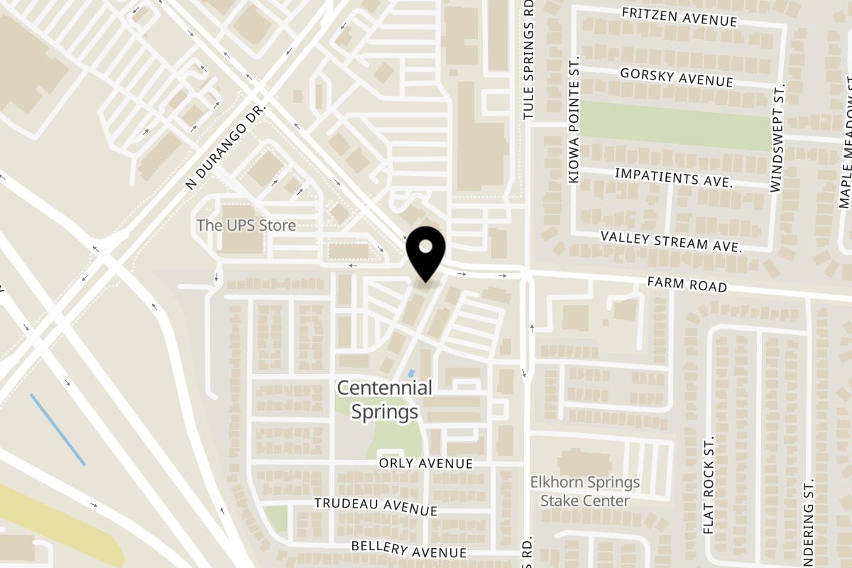 Map showing the location of La Casa De Juliette on 7585 Norman Rockwell Ln in Las Vegas